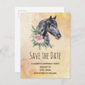 Mooie Paardenkop Waterverf Save the Date Uitnodiging Briefkaart (Voorkant / Achterkant)