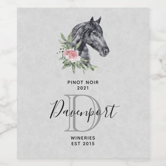 Mooie Paardenkop Waterverf Wijn Maken L Wijn Etiket (Enkel label)