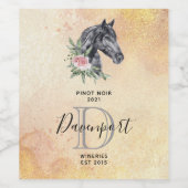 Mooie Paardenkop Waterverf Wijn Maken Wijn Etiket (Enkel label)