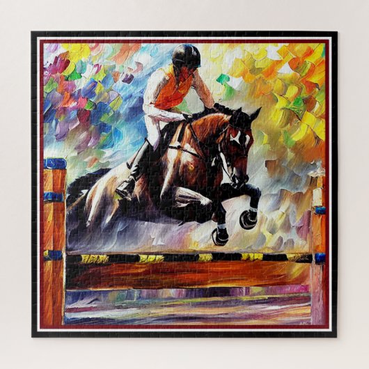 Mooie paardenschok die digitale olieleverf produce legpuzzel (Verticaal)