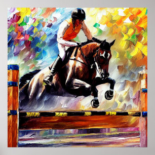 Mooie paardenschok die digitale olieleverf produce poster