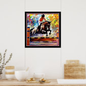 Mooie paardenschok die digitale olieleverf produce poster (Keuken)