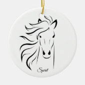 Mooie paardensilhouet en kalligrafie op wit keramisch ornament (Voorkant)