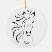 Mooie paardensilhouet en kalligrafie op wit keramisch ornament (Achterkant)