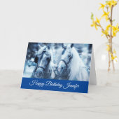 Mooie Paardenteam Winter Foto Verjaardag Kaart (Gele Bloem)