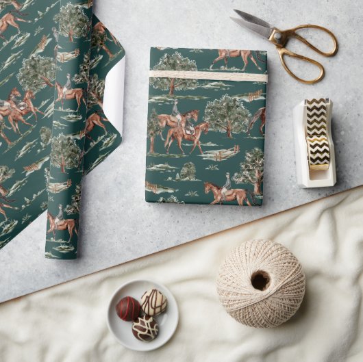 Mooie paardjockey rijdt verjaardag cadeaupapier (Crafts)