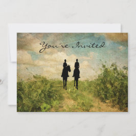 Mooie paardrijden paar paard bruiloft kaart