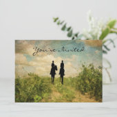 Mooie paardrijden paar paard bruiloft kaart (Staand voorkant)