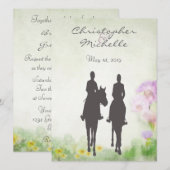 Mooie paardrijden paar paard bruiloft kaart (Voorkant / Achterkant)