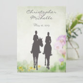 Mooie paardrijden paar paard bruiloft kaart (Staand voorkant)