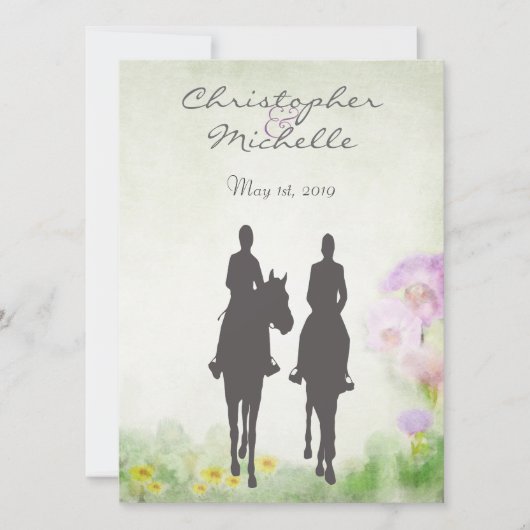 Mooie paardrijden paar paard bruiloft kaart (Voorkant)