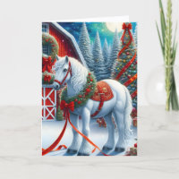 Mooie paardrijden Witte Paard Kerstmis