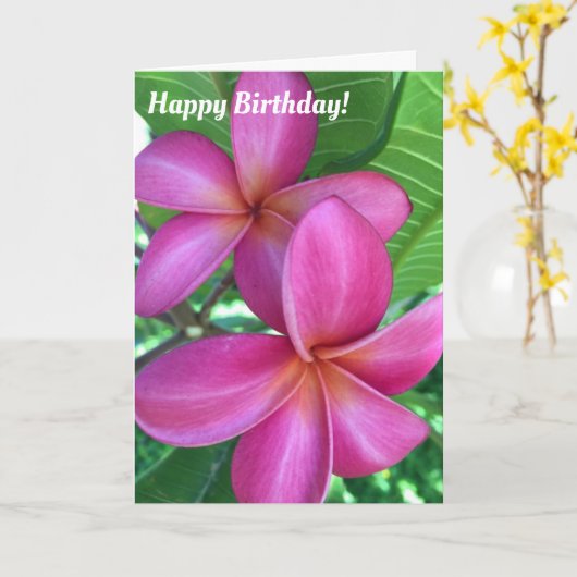 Mooie Paars Plumeria Maui Birthday Kaart (Gele Bloem)