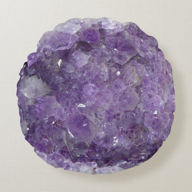 Mooie Paarse Amethyst-koelfluitjes Rond Kussen (Voorkant)