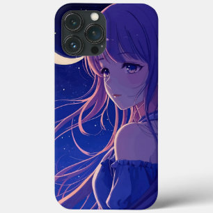 Mooie Paarse anime meisje Case-Mate iPhone Case