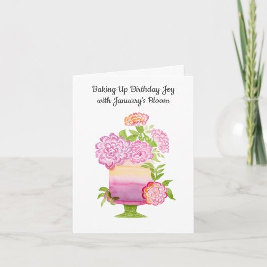 Mooie Paarse anjers op januari verjaardagstaart Kaart (Voorkant)