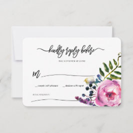 Mooie Paarse Aquarel Bloemen RSVP Kaart