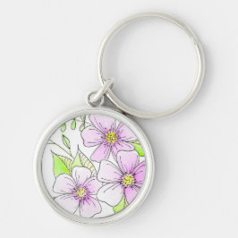 Mooie Paarse Aquarel Bloemen Sleutelhanger