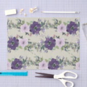 Mooie Paarse Aquarel Bloemen Tissuepapier (Craft)