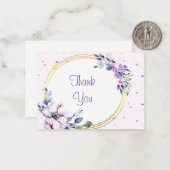 Mooie Paarse bloem bedankje Notitiekaartje (Voorkant / Achterkant in situ)