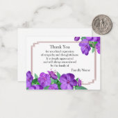 Mooie Paarse bloem bedankje Notitiekaartje (Voorkant / Achterkant in situ)