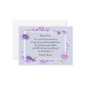 Mooie Paarse bloem bedankje Notitiekaartje (Voorkant / Achterkant in situ)