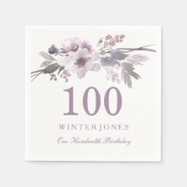 Mooie Paarse Bloem Bloemstuk 100ste Verjaardagsfee Servetten