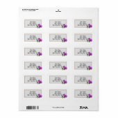 Mooie Paarse Bloem Ontwerp Etiket (Full Sheet)
