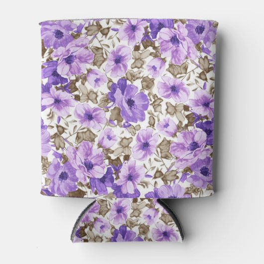 Mooie paarse bloemen blikjeskoeler (Voorkant)