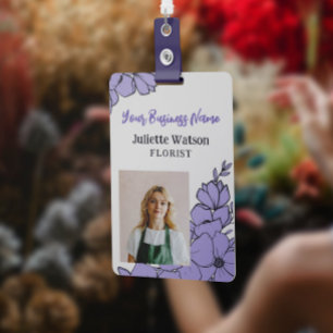 Mooie paarse bloemen bloemen bloemen werknemer ID  Badge