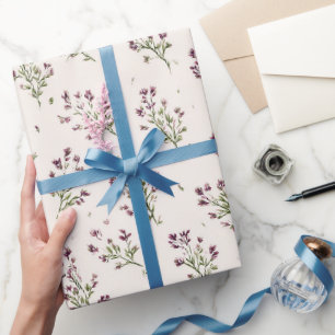 Mooie Paarse Bloemen Bruidsuitnodiging Cadeaupapier