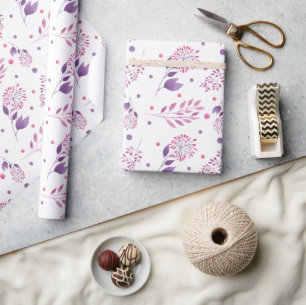 Mooie Paarse Bloemen Bruiloft Inpakpapier