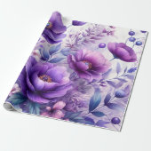 Mooie Paarse Bloemen Cadeaupapier (Uitgerold)