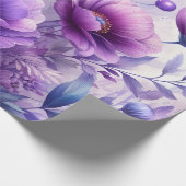 Mooie Paarse Bloemen Cadeaupapier (Hoek)
