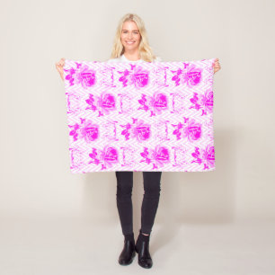 Mooie  Paarse bloemen Fleece Deken