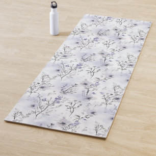 Mooie Paarse Bloemen Grijs Wit Schotland Strepen Yogamat