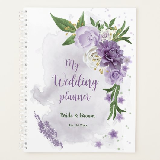 Mooie paarse bloemen groen planner (Voorkant)