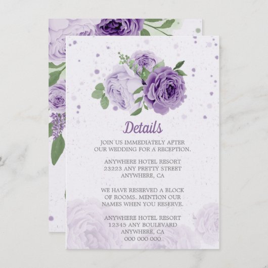 mooie paarse bloemen groene bladeren botanisch informatiekaartje (Voorkant / Achterkant)