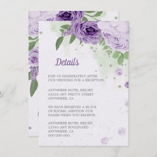 mooie paarse bloemen groene bladeren botanisch informatiekaartje (Voorkant / Achterkant)