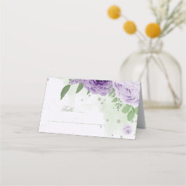 mooie paarse bloemen groene bladeren botanisch plaatskaartje