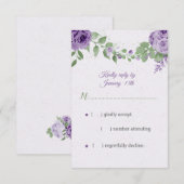 mooie paarse bloemen groene bladeren botanisch RSVP kaartje (Voorkant / Achterkant)