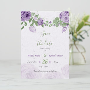 mooie paarse bloemen groene bladeren botanisch save the date