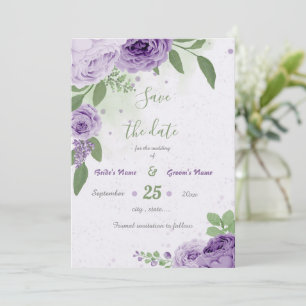 mooie paarse bloemen groene bladeren botanisch save the date