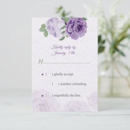 mooie paarse bloemen groene bladeren botanische RS RSVP Kaartje