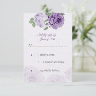 mooie paarse bloemen groene bladeren botanische RS RSVP Kaartje