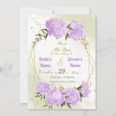 mooie paarse bloemen groene bladeren geometrisch save the date (Voorkant)