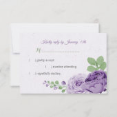 mooie paarse bloemen groene bladeren RSVP kaartje (Voorkant)