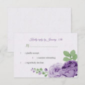 mooie paarse bloemen groene bladeren RSVP kaartje (Voorkant / Achterkant)