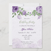 mooie paarse bloemen groene bladeren verjaardag kaart (Voorkant)