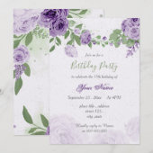 mooie paarse bloemen groene bladeren verjaardag kaart (Voorkant / Achterkant)